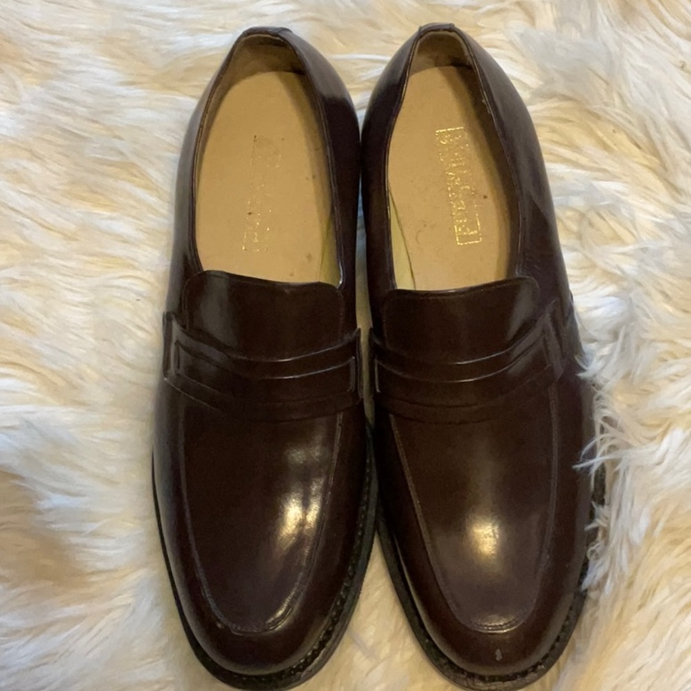Haband Men’s Brown Genuine Leather Slip On Preppy Business Casual Loafers 8.5 D